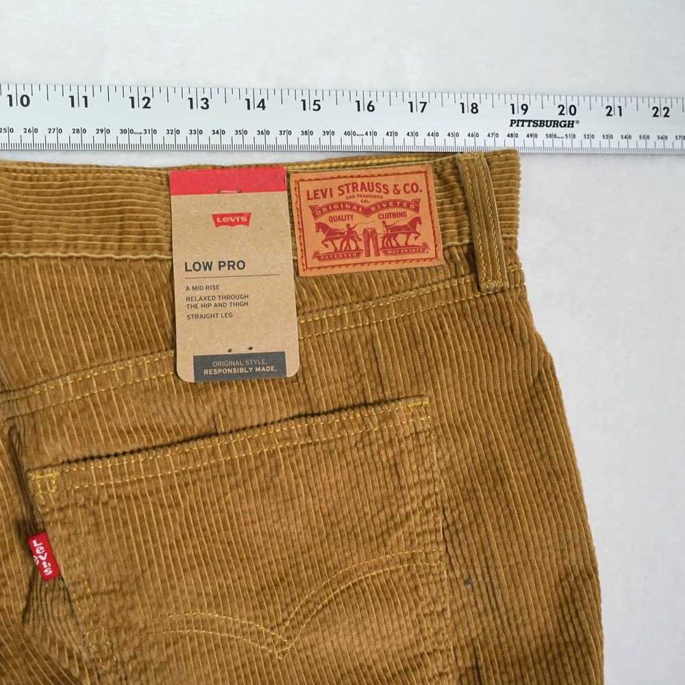 Levis Low Pro Corduroy Pants Mens 33x30 (Fits 36x30)Tan Relaxed Straight Fit NEW - Picture 5 of 7